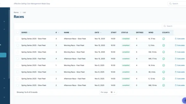 Exeflow sailing club management system